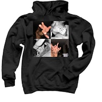 a black sweatshirt with a picture of a man and a woman